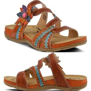 Spring Step L’Artiste Mabel Sandal‎ 38 Camel Floral Pink Stone